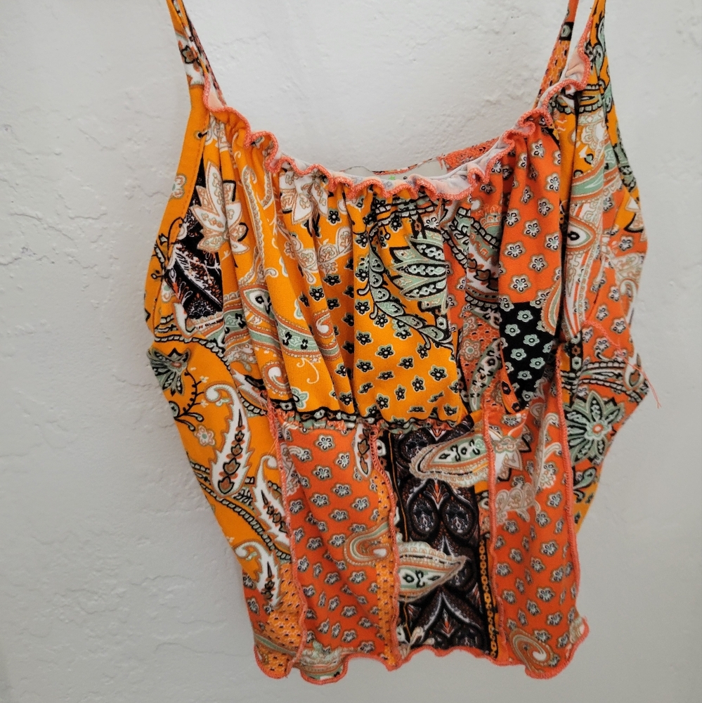 Papaya Patchwork Paisley Boho Tank Top – Size M